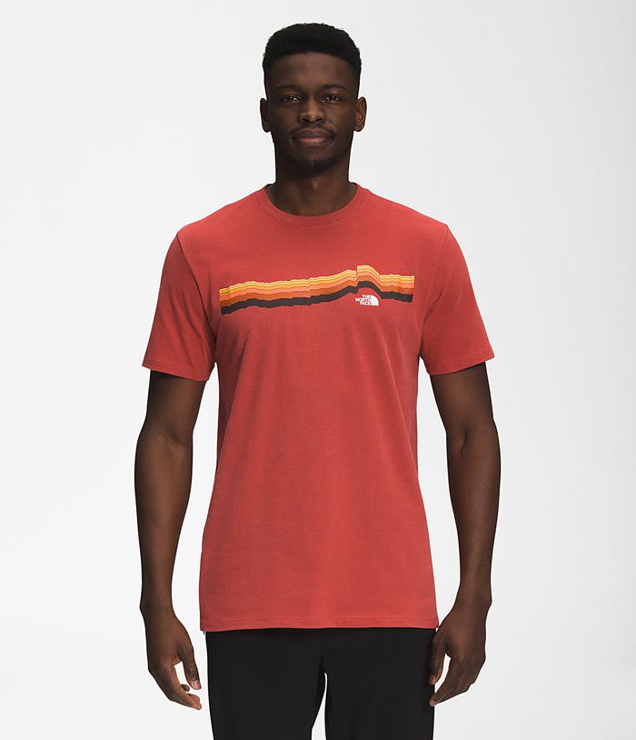 The North Face T-Shirts Heren Korte Mouw Tequila Sunrise YEWL49517 - Rood